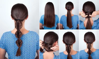Papier Peint photo autocollant Salon de coiffure simple hairstyle tutorial for long hair