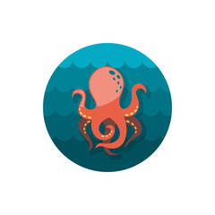 Octopus icon. Summer. Vacation