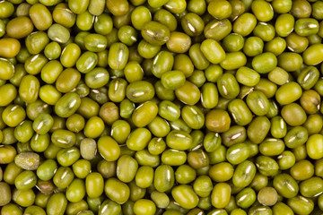 Top view of mung beans or green beans healthy grains close up