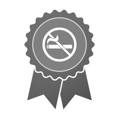 Isolated award badge with  a no smoking sign
