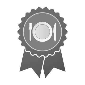 Isolated award badge with  a dish, knife and a fork icon
