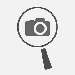 Isolated magnifier icon with a photo camera