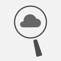Isolated magnifier icon with a cloud
