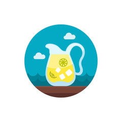 Jug of lemonade with slices of citrus and ice icon