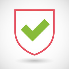 Isolated line art shield icon with a check mark