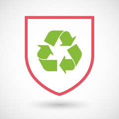 Isolated line art shield icon with a recycle sign