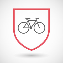 Isolated line art shield icon with a bicycle