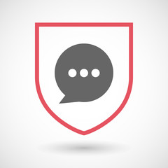 Isolated line art shield icon with a comic balloon