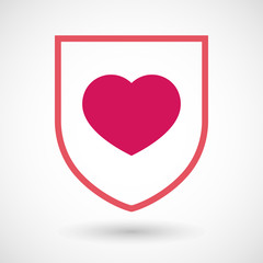 Isolated line art shield icon with a heart