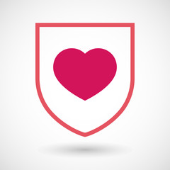 Isolated line art shield icon with a heart