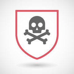 Isolated line art shield icon with a skull