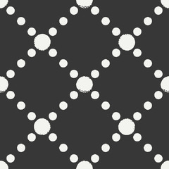 Hand drawn geometric seamless ink polka dot pattern. Wrapping paper. Abstract vector background. Round brush strokes. Casual polka dot texture. Stylish doodle. Dry brush. Rough edges ink illustration.