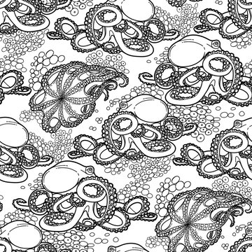 Graphic octopus seamless pattern
