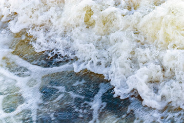 Fototapeta premium River water foam flow white stream
