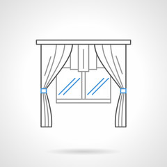 Window textile decor flat line vector icon