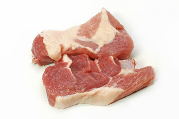 Fresh pork on white background
