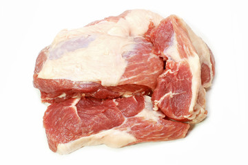 Fresh pork on white background