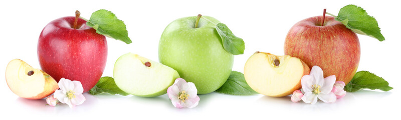 Apfel Frucht Äpfel Früchte in einer Reihe Freisteller freigest