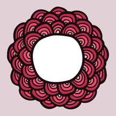 red doodle flower frame, cute vector card