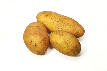 fresh potato isolated on white background close up
