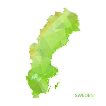 abstract polygonal sweden map. poly low isolated vector. polygon