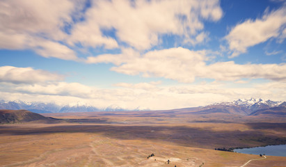 Landscape surrounding Mt John observatory, New Zealand.