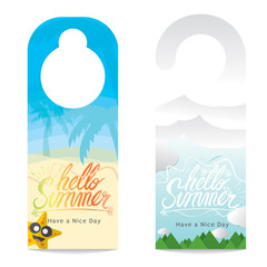 Hello Summer Hand Lettering Summer Vacation Concept Door Hanger.