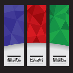 Set Of Three Colorful Geometric Vertical Banners Vector Illustration.