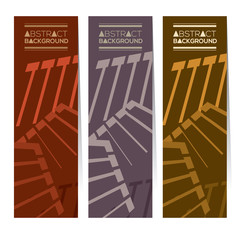 Set Of Three  Abstract Vertical Banners Vector Illustration.