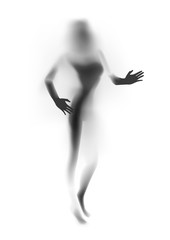 Blurred sexy woman silhouette, hands. Vector illustration.