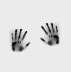 Vector concept paint human two hands or blured handprint