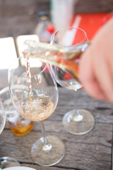 Pouring wine into the glass