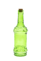  green glass bottles isolated on white