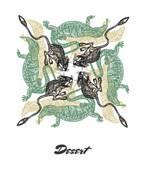 Obraz premium Vector Desert mood Engraved fractal outlet composition.