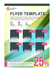 Vector Business Flyer Design Template for Mobile Application or New Smartphone. Vector Brochure Design Layout Template. Red and Green Colors