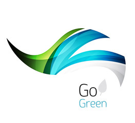 Abstract eco leag logo design made of color pieces - various geometric shapes