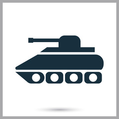 Military tank icon on the background
