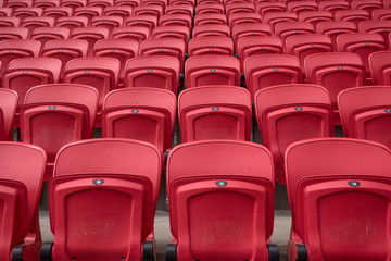 Bright red stadium seat