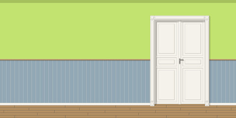 Illustration of a room with door, seamless
