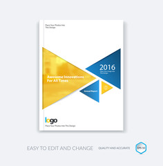 Cover design template for annual report with triangle