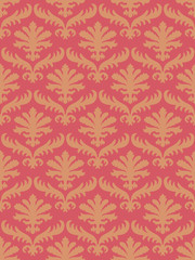 wrapping leaves damask seamless floral pattern background for website, wallpaper, repeating foliage floral western damask flower organic, coral drapery luxury tiled decor old revival venetian 