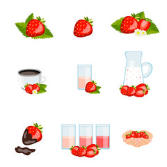 set of tasty ripe strawberries