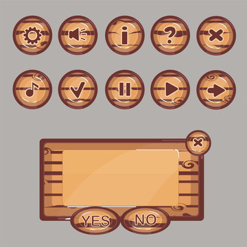 wooden buttons for the game interface