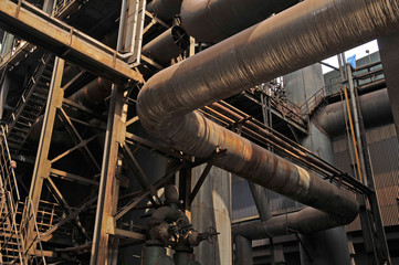 Fototapeta na wymiar Pipeline valve facilities in steel mills
