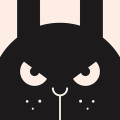 Angry Bunny rabbit, funny rabbit picture, illustration for children