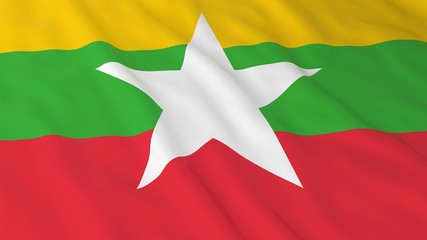 Burmese Flag HD Background - Flag of Myanmar 3D Illustration