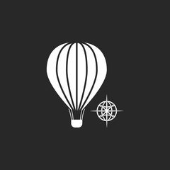 Hot air balloon journey sign simple icon on background