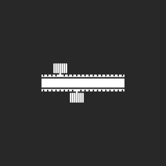 Sprinter running starting blocks sign simple icon on background