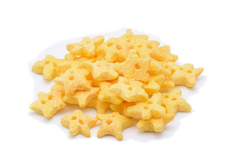 Cereal with star shape on white background