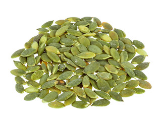 dry pumpkin seeds isolated on white background